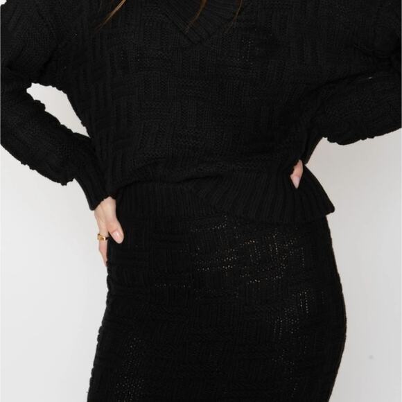 Callahan Revolve "Tony" Chunky Basketweave Knit Midi Skirt Slit NWT S - Picture 3 of 12